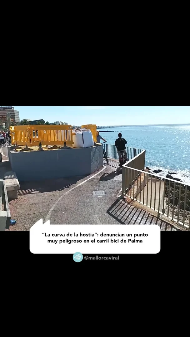 Denuncian curva peligrosa en el carril bici en Paseo Marítimo de Palma