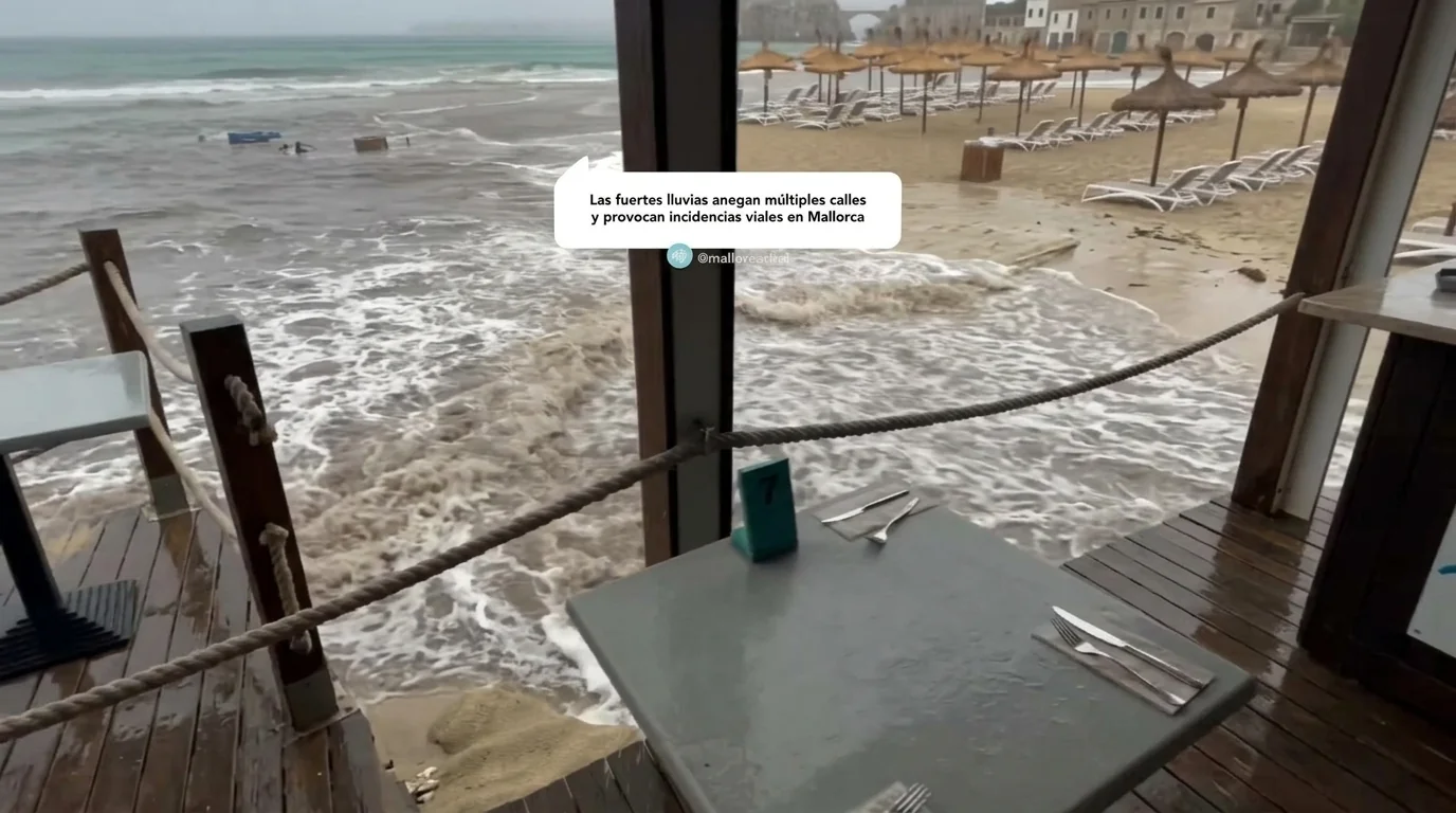Las fuertes lluvias anegan múltiples calles y provocan incidencias viales en Mallorca