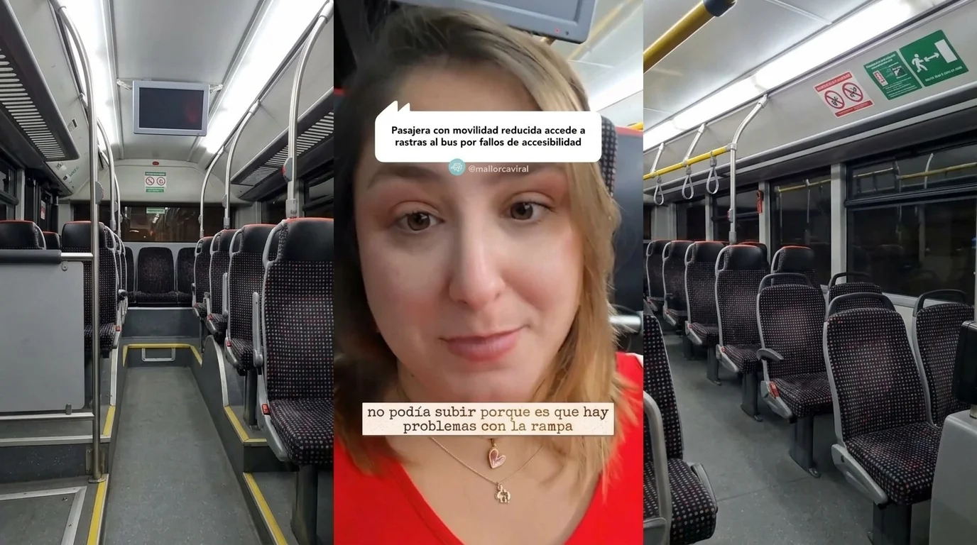 Pasajera con movilidad reducida accede a rastras al bus por fallos de accesibilidad