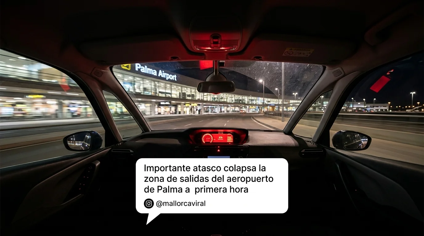 Importante atasco colapsa la zona de salidas del aeropuerto de Palma a primera hora