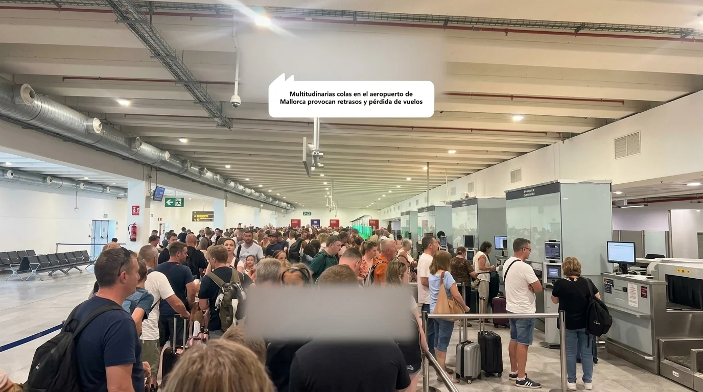 Multitudinarias colas en el aeropuerto de Mallorca provocan retrasos y pérdida de vuelos