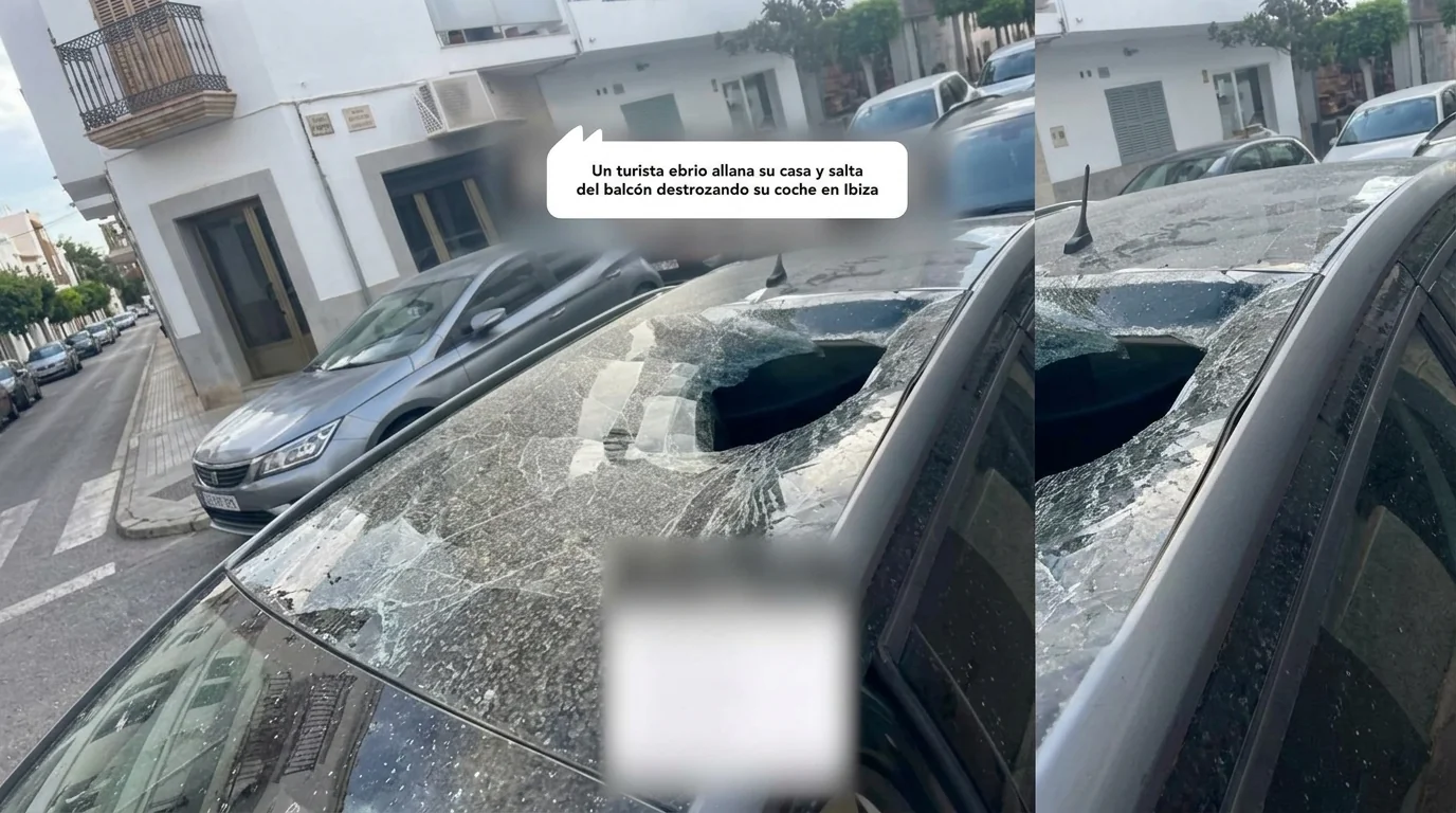 Un turista ebrio allana su casa y salta del balcón destrozando su coche en Ibiza